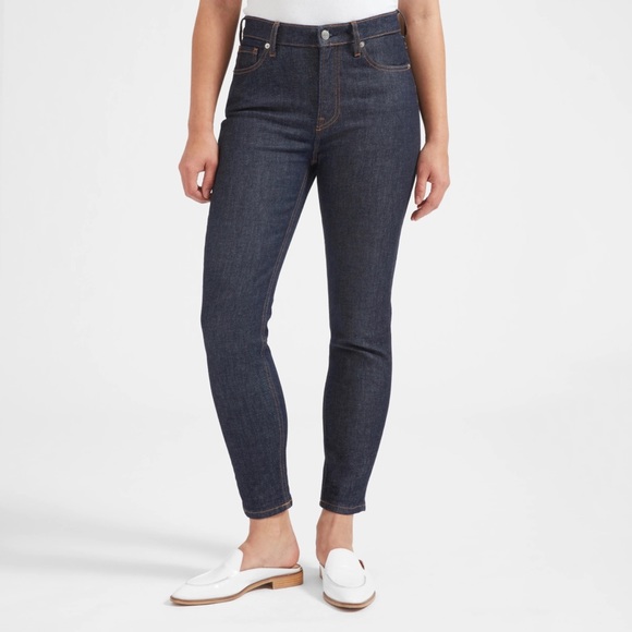 Everlane High Rise Skinny Ankle Jeans Dark Indigo - Picture 1 of 6